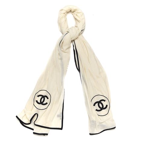 winter scarf vintage chanel|Chanel scarf black and white.